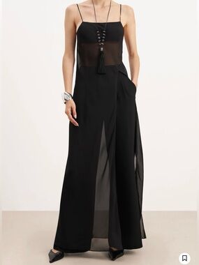 Sheer Chiffon Longline Camisole Blouse
